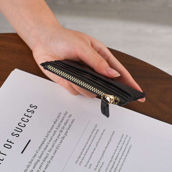 Quilted Leather Card Holder Bowlift