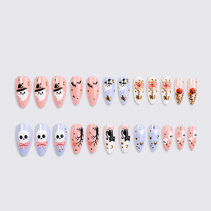 Halloween-Themed Press-On Nail Art Set Bowlift 1788495348