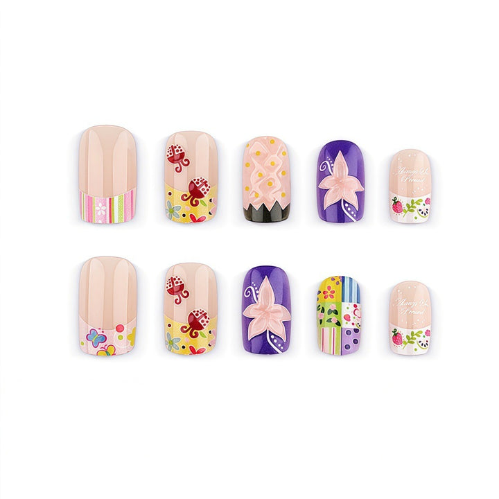 Creative artificial nails with floral and summer motifs Bowlift