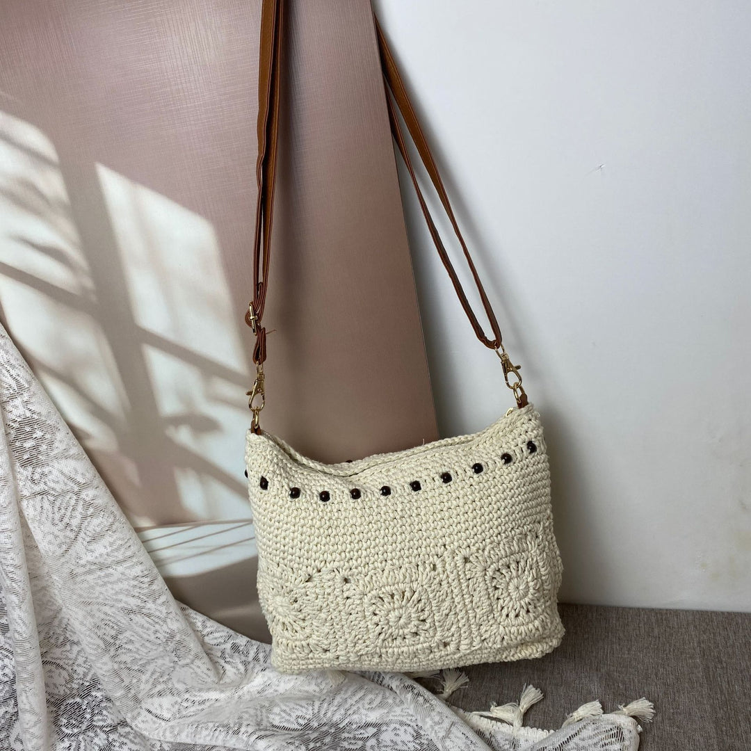 Handcrafted shoulder bag with unique crochet pattern Bowlift