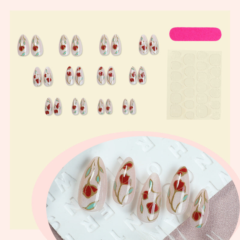 Floral Design Press-On Nails Bowlift