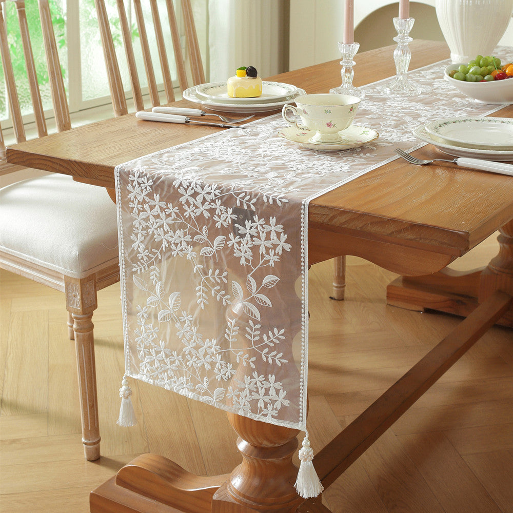Embroidered Lace Table Runner
