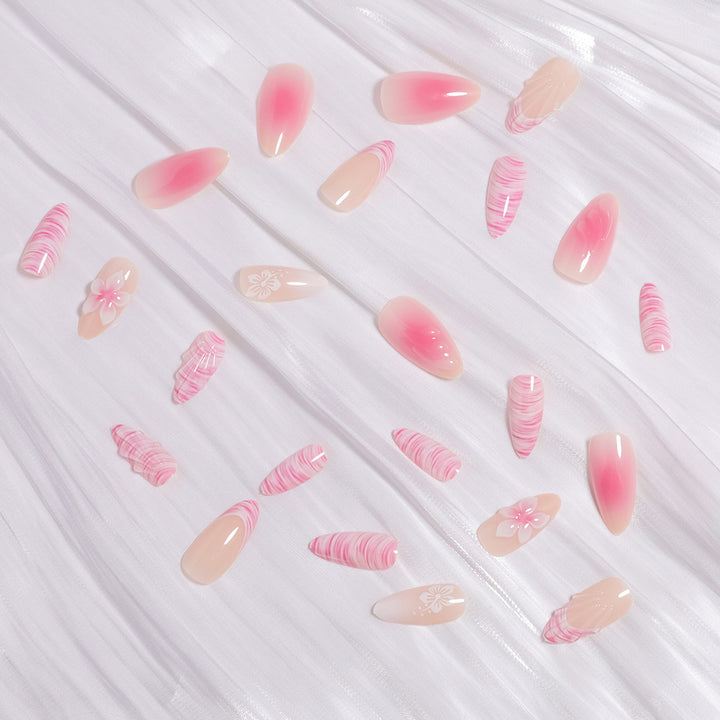 Glamorous Floral Ombre Press-On Nails Bowlift