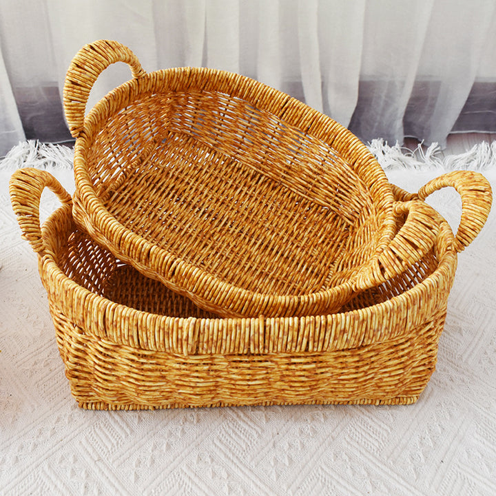 Handwoven Natural Storage Basket Bowlift