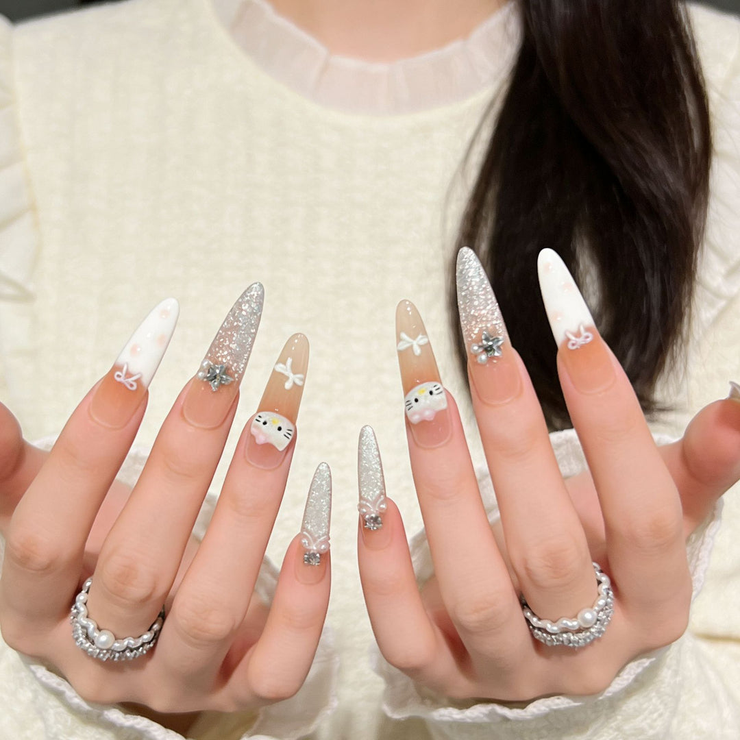 Decorative Premium Press-On Nail Extensions Bowlift