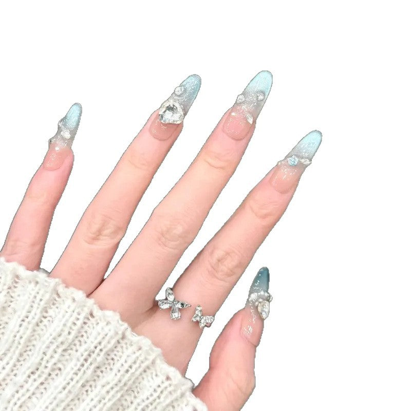 Artificial nails with modern glitter design Bowlift