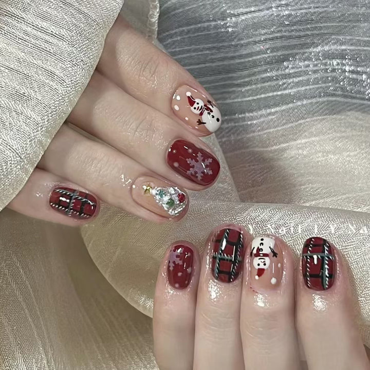 Festive Holiday-Themed Acrylic Nail Art Bowlift