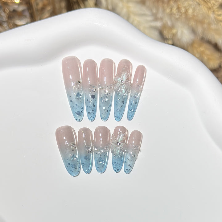 Ombre Floral Press-On Nail Art Set Bowlift
