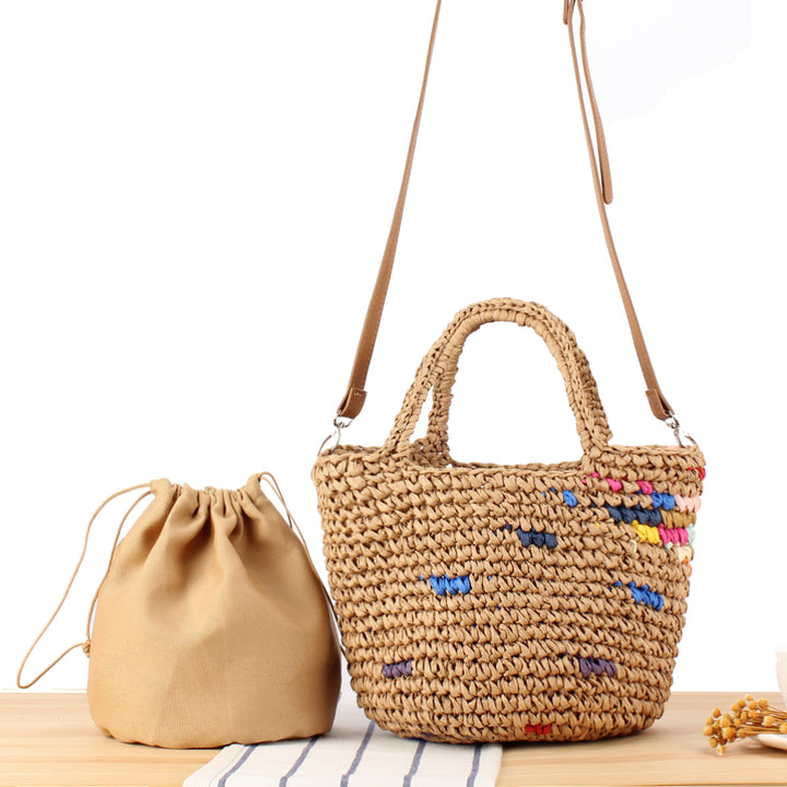 Handbag Made from Handcrafted Natural Material with Colorful Accent Bowlift
