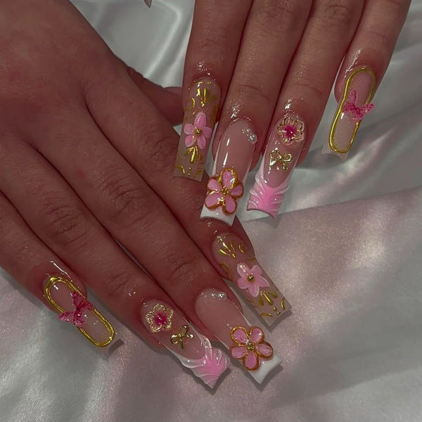 Decorative Long Press-On Nail Extensions Bowlift