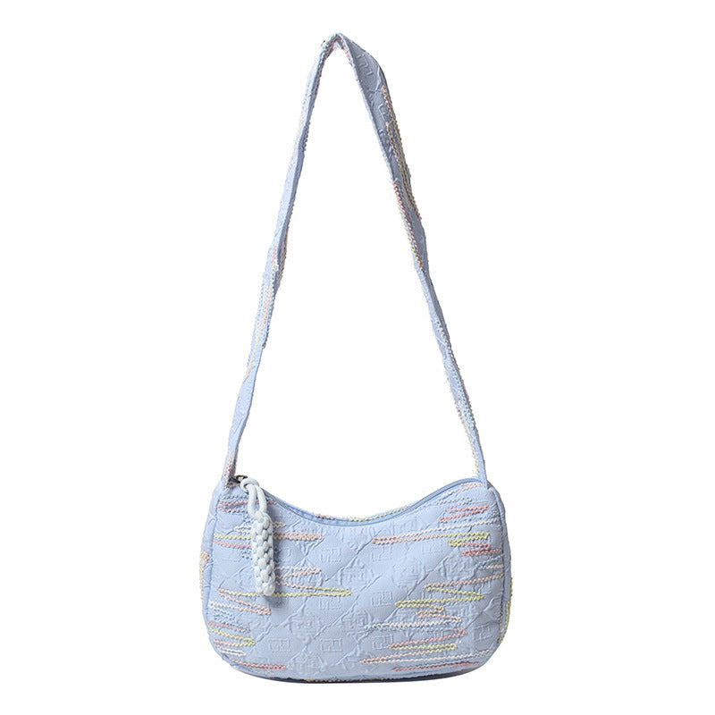 WoTextured Fabric Shoulder Bag Bowlift