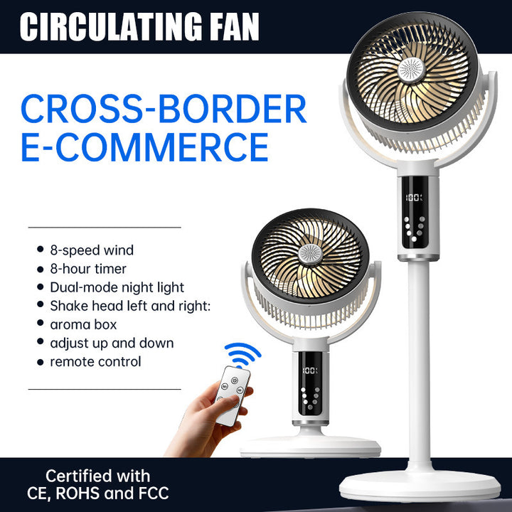 Unisex nan height-adjustable oscillating rechargeable pedestal fan with digital LED display remote and aromatherapy Bowlift