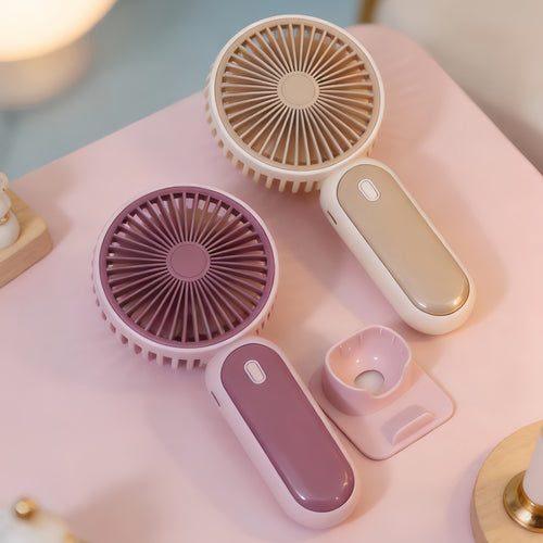 Women's Portable Handheld Fan with USB Charging Function and Ergonomic Handle Bowlift