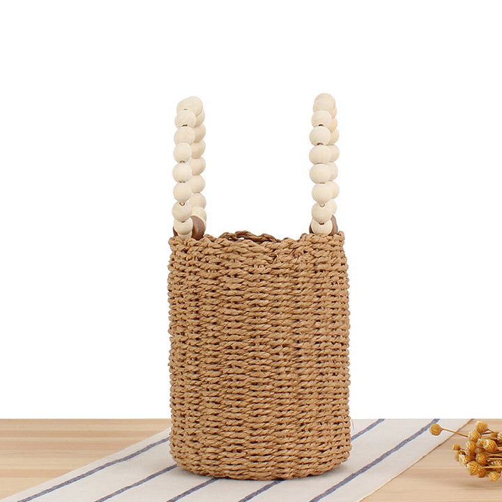Trendy Handbag with Wooden Bead Handle Bowlift