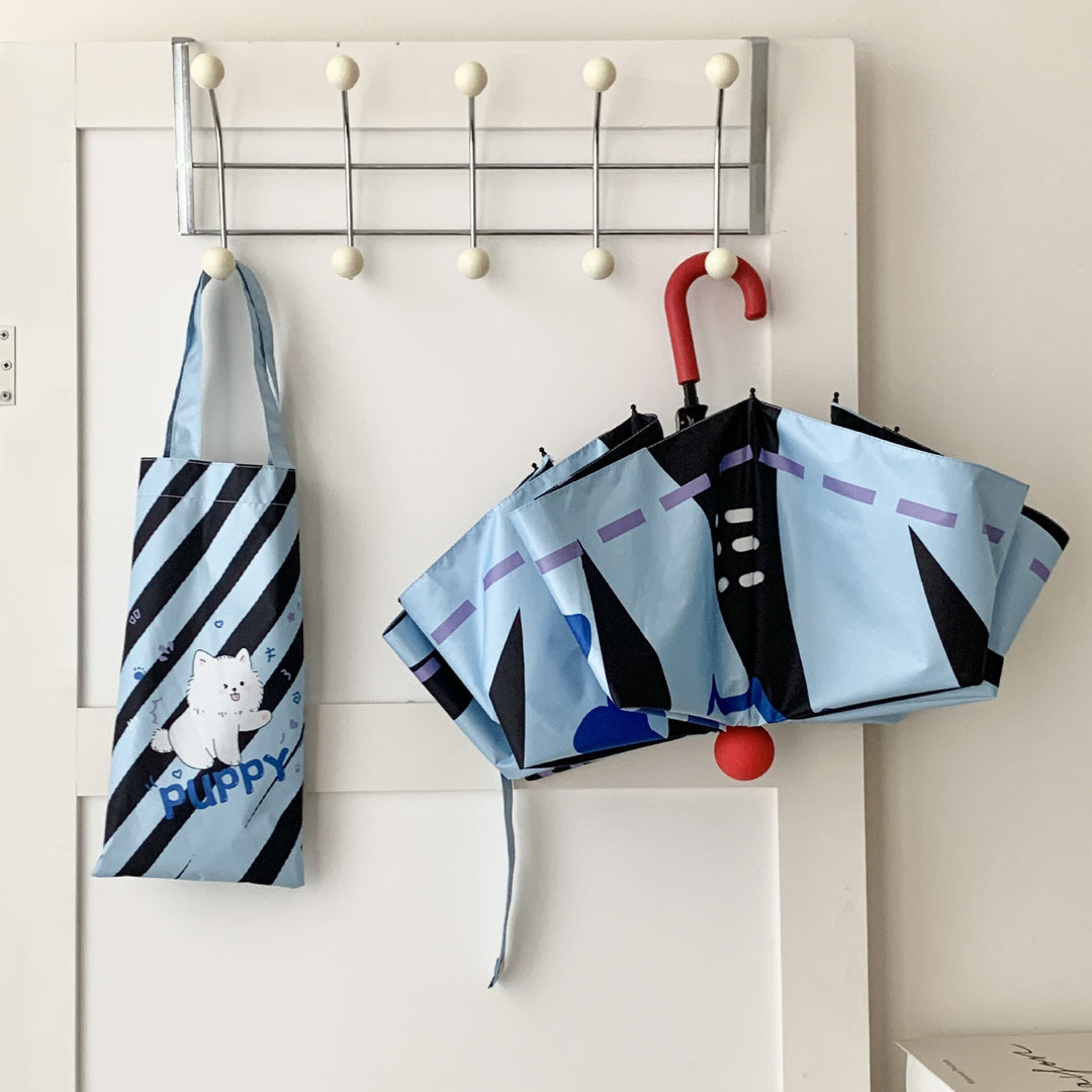 Ladies innovative folding umbrella with gentle leaf design and practical carrying pouch Bowlift