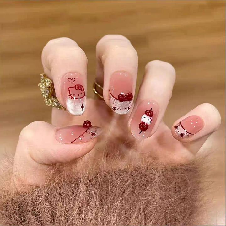 Whimsical Character-Designed Press-On Nail Art Bowlift