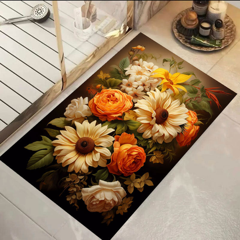 Floral Print Bath Mat Bowlift