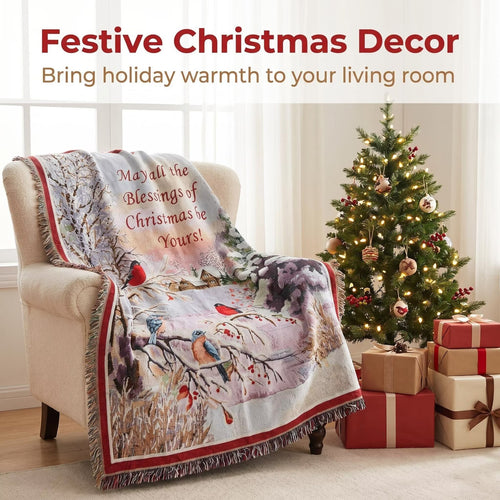 Festive Winter Season Tapestry Throw Blanket