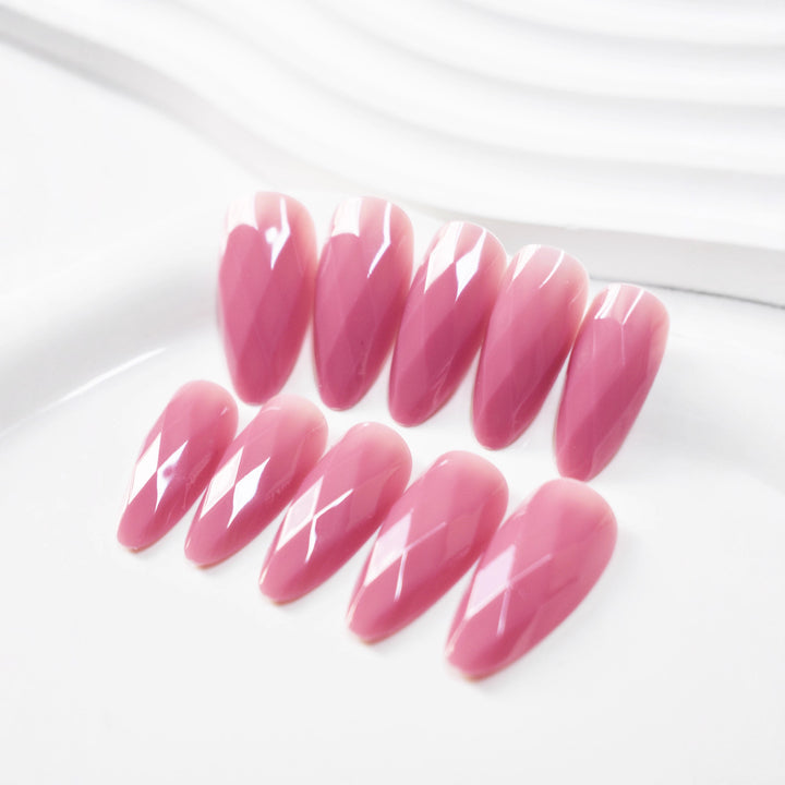 Premium Glossy Diamond-Shaped Press-On Nails Bowlift