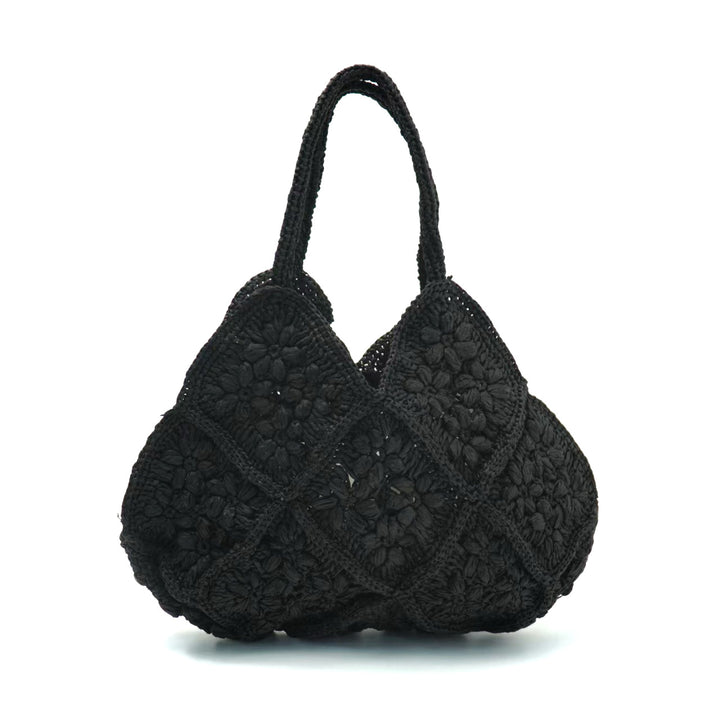 Macrame Handbag with Floral 3D Applications Bowlift