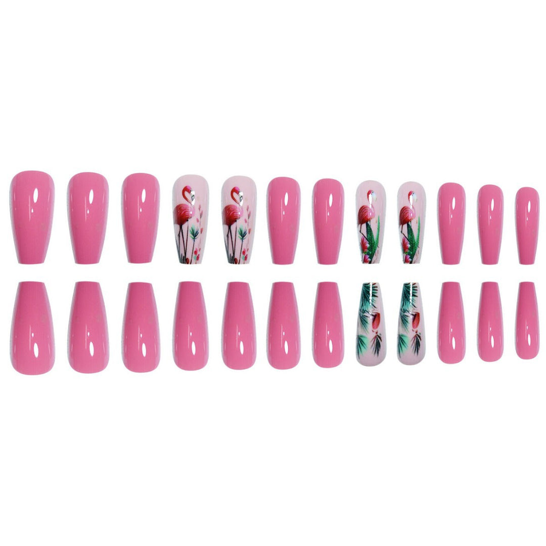 Floral Flamingo Press-On Nail Extensions Bowlift