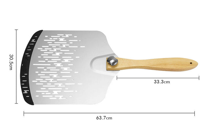 Perforated Stainless Steel Pizza Peel with Ergonomic Wooden Handle Bowlift