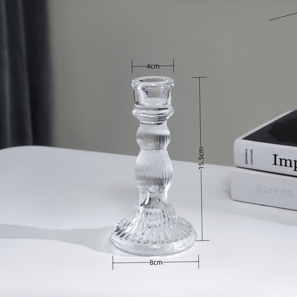 Tall Pressed Glass Decorative Candlestick Holder Bowlift