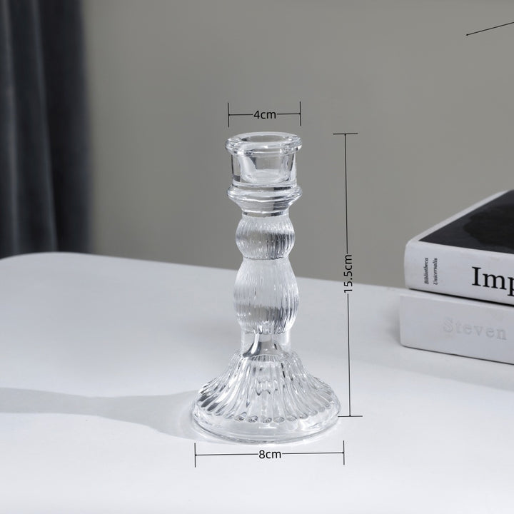 Tall Pressed Glass Decorative Candlestick Holder Bowlift