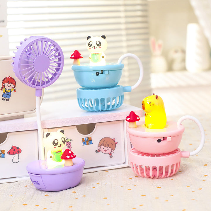 Women Portable Fan with LED Light and Animal Design Bowlift