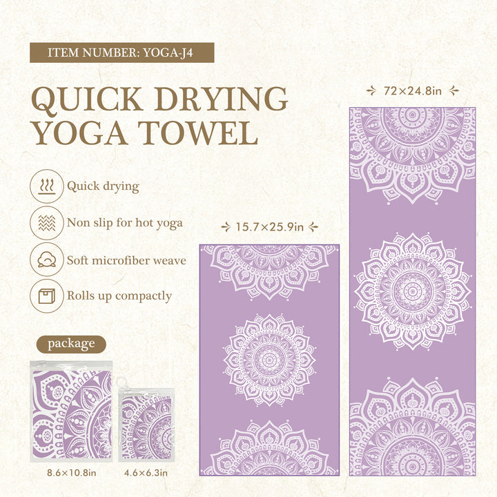 Quick-Drying Non-Slip Microfiber Yoga Towel with Mandala Grip Pattern Bowlift