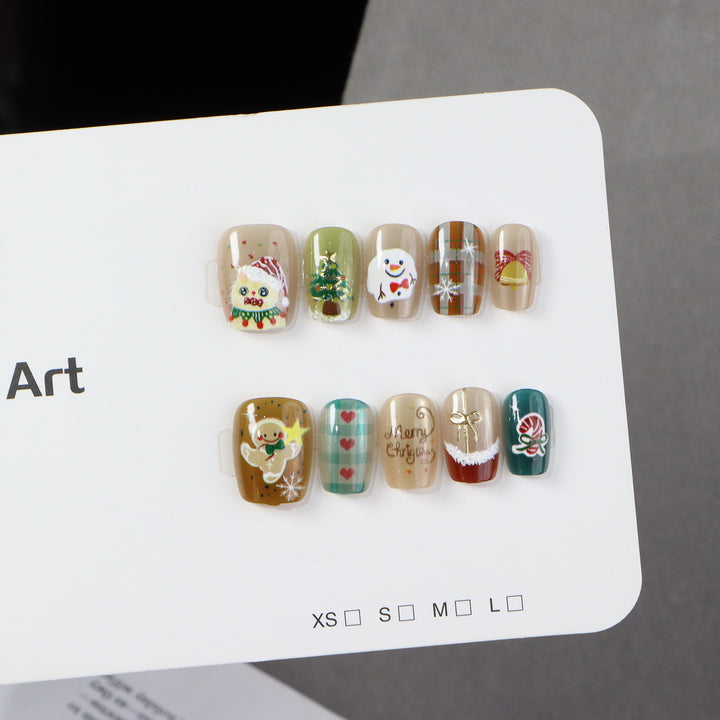 Festive Holiday Themed Press-On Nail Set Bowlift