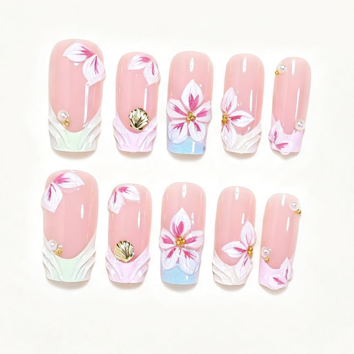 3D Floral Design Press-On Nail Art Bowlift
