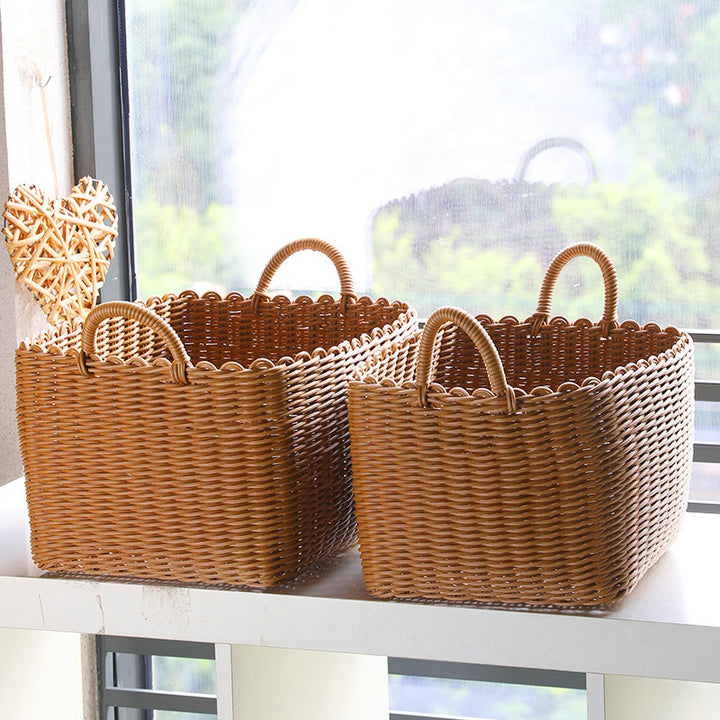 Unisex Braided Storage Basket with Practical Handle Bowlift