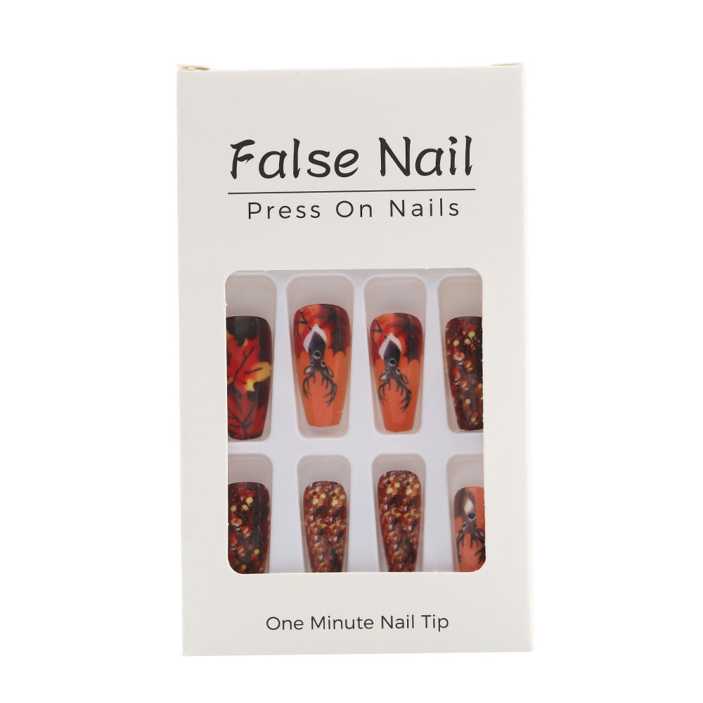 Artificial nails in autumn leaf design Bowlift