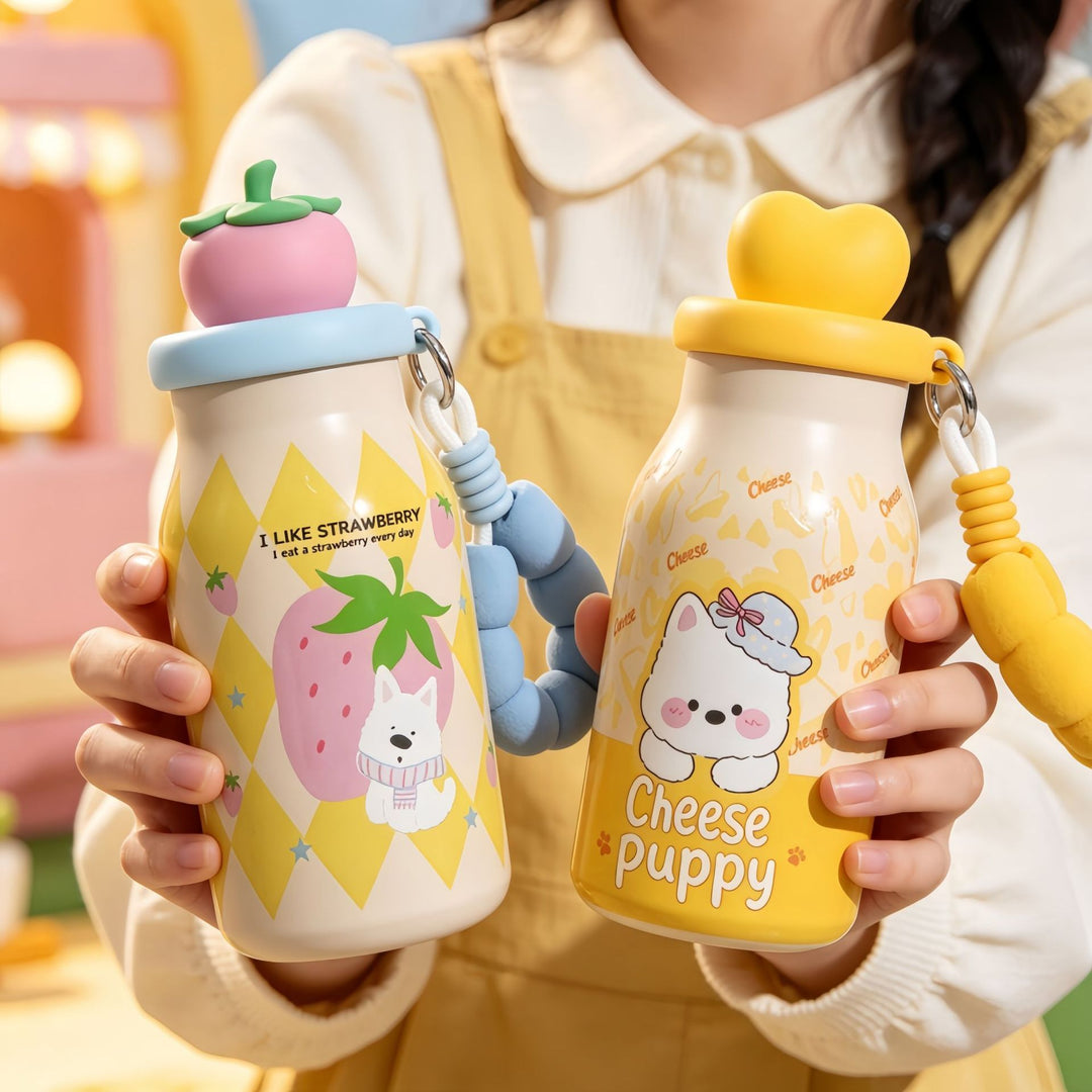 Women’s insulated bottle with practical carrying handle and playful bunny design Bowlift