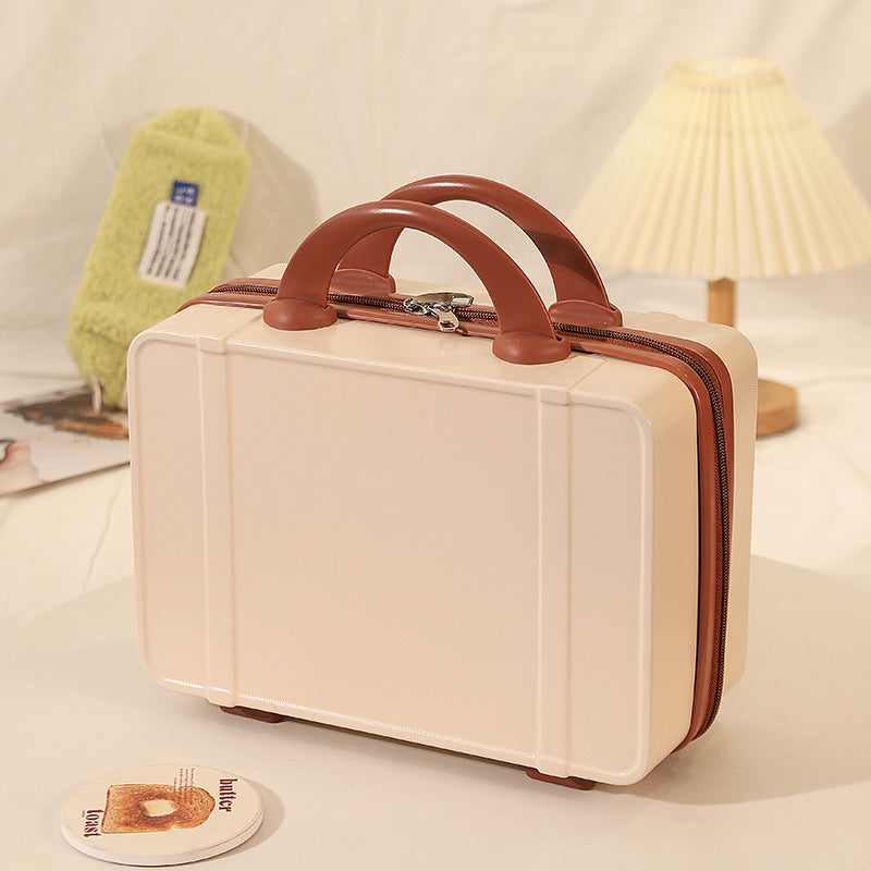 structured hard-shell vanity travel case with dual top handles and lockable zipper Bowlift