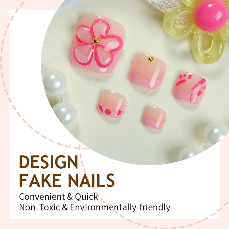 Acrylic nail set with playful flower designs Bowlift