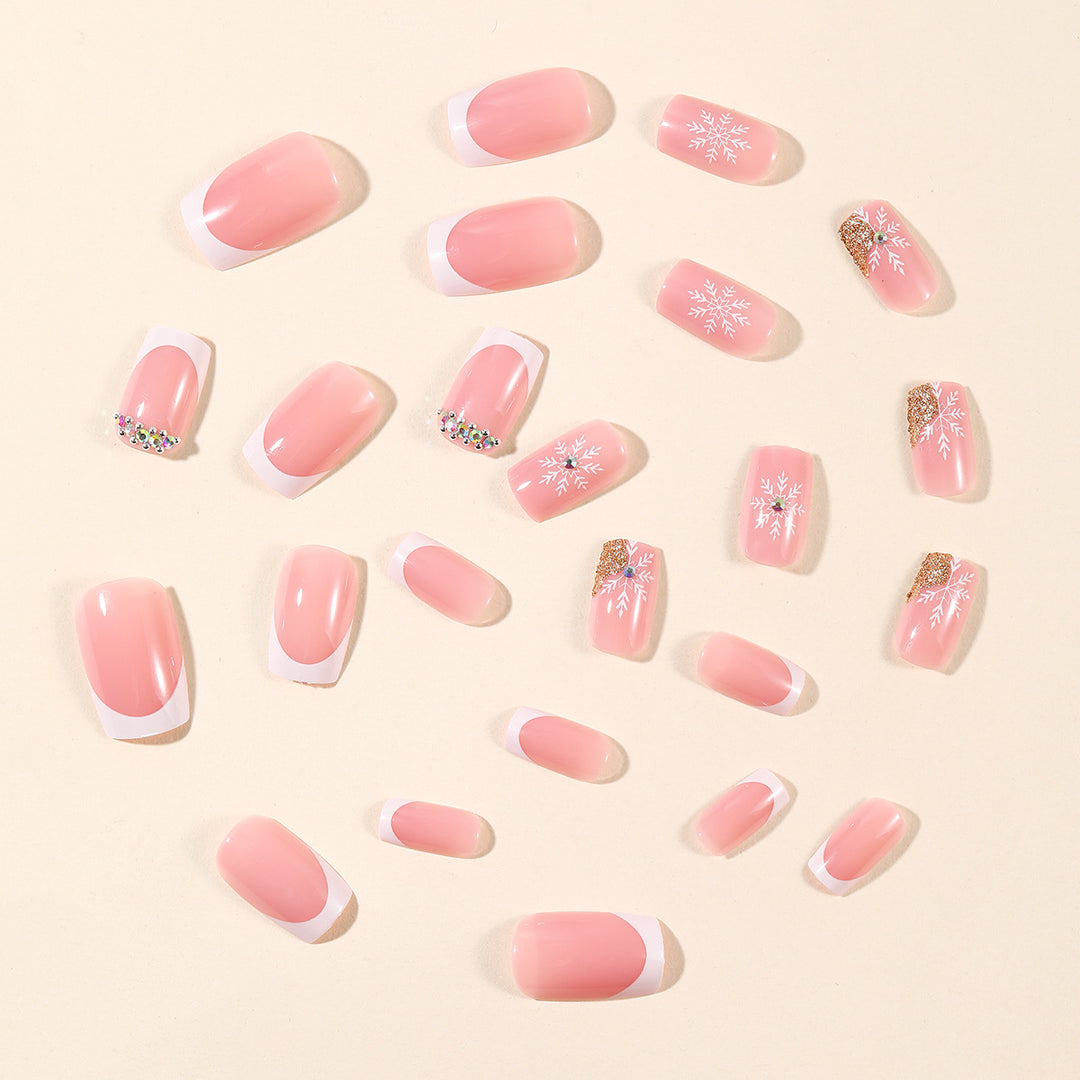 Elegant French Tip Winter Nail Art Extensions Bowlift