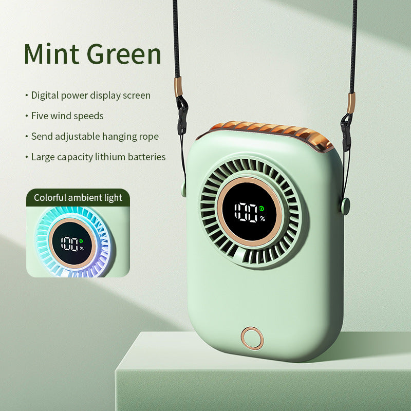 Unisex Portable Digital Rechargeable Hanging Fan Bowlift