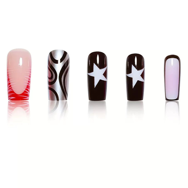 Graphic Artistic Press-On Nail Set Bowlift
