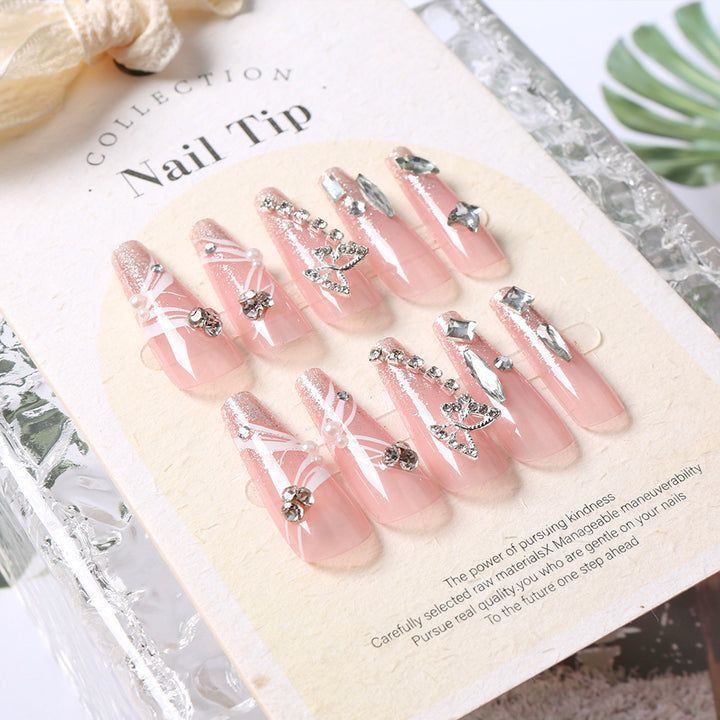 Glamorous Crystal-Embellished Press-On Nail Set Bowlift