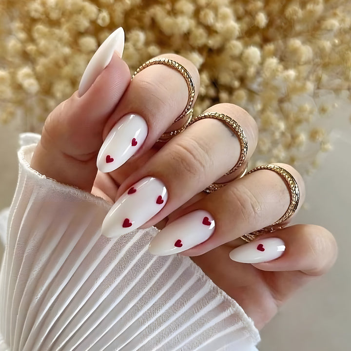 Heart-Embellished Press-On Nails Bowlift