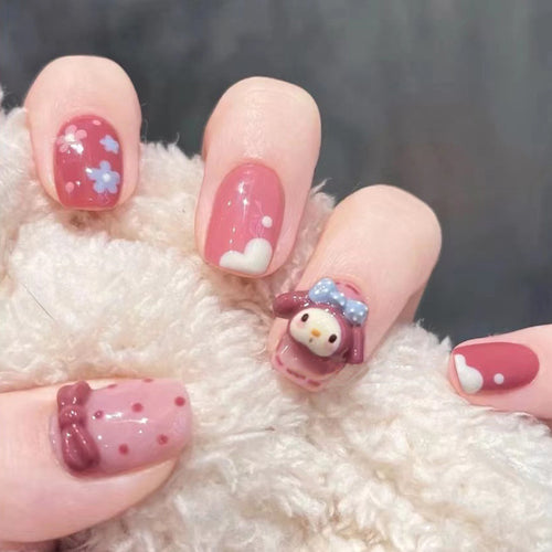 Playful artificial nails with 3D motif Bowlift