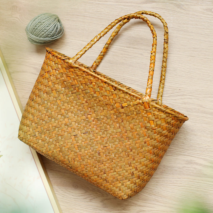 Unisex Handwoven Shopping Container with Double Handle Bowlift