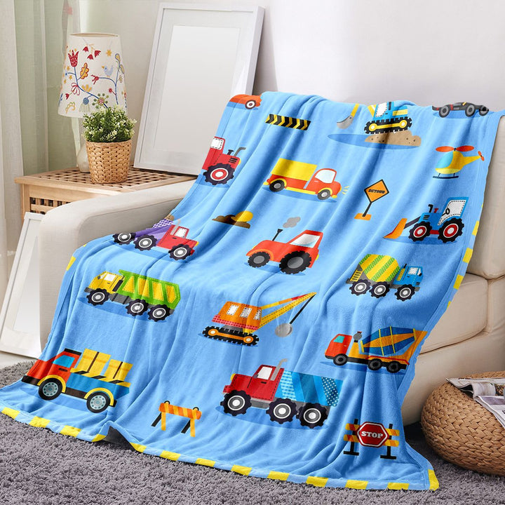Playful Vehicle-Themed Fleece Blanket