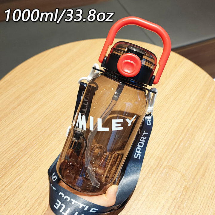 Ladies Sporty Water Bottle with Practical Carrying Strap Bowlift
