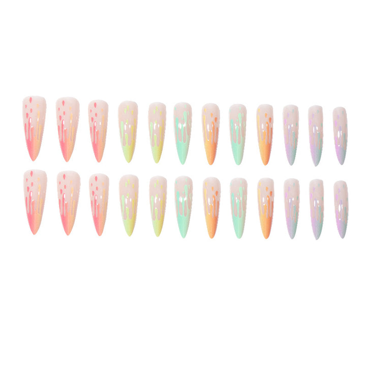 Artistic Drip-Effect Stiletto Press-On Nails Bowlift