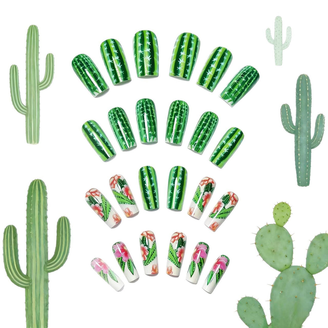 Decorative Floral Cactus Nail Art Bowlift