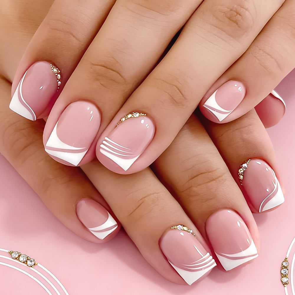 Elegant French Tip Press-On Nail Art Bowlift