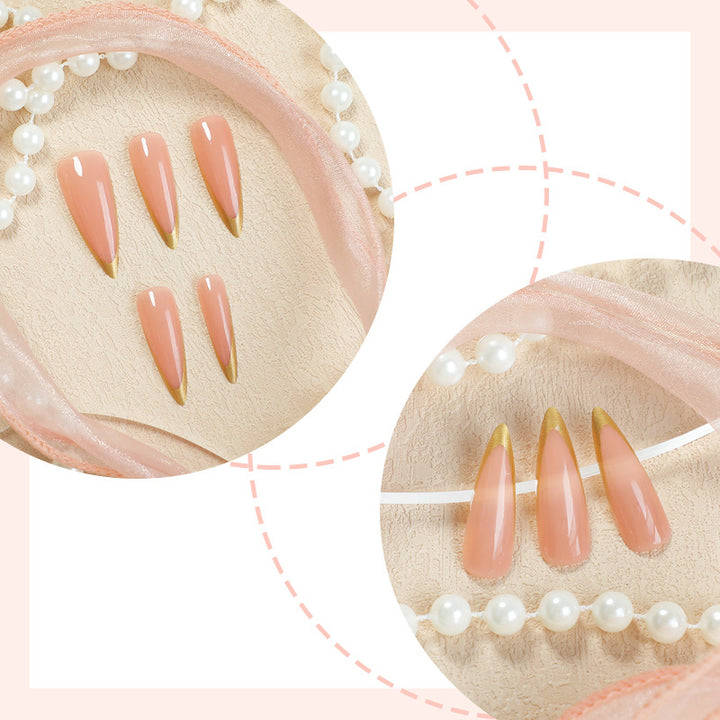 Elegant Long-Shape Press-On Glossy Nail Set Bowlift